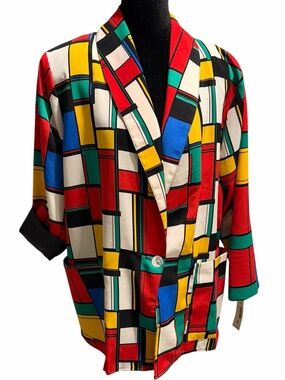 Vintage 1990s Courtenay Geometric Print Statement Jacket Large